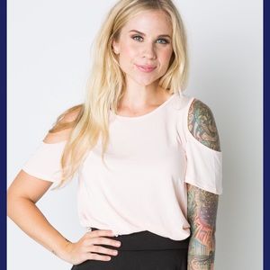 Charlotte Cold Shoulder Tee (blush color)